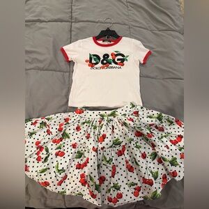 Dolce & Gabbana White and Red Cherry Print Outfit